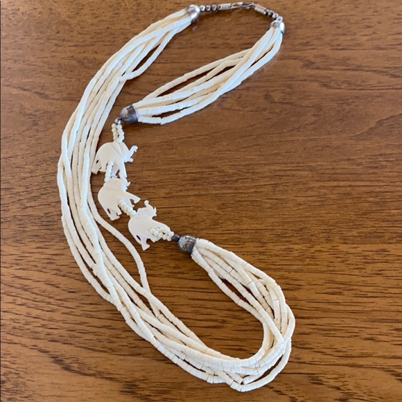 Carved Elephant Long Necklace - Picture 1 of 3